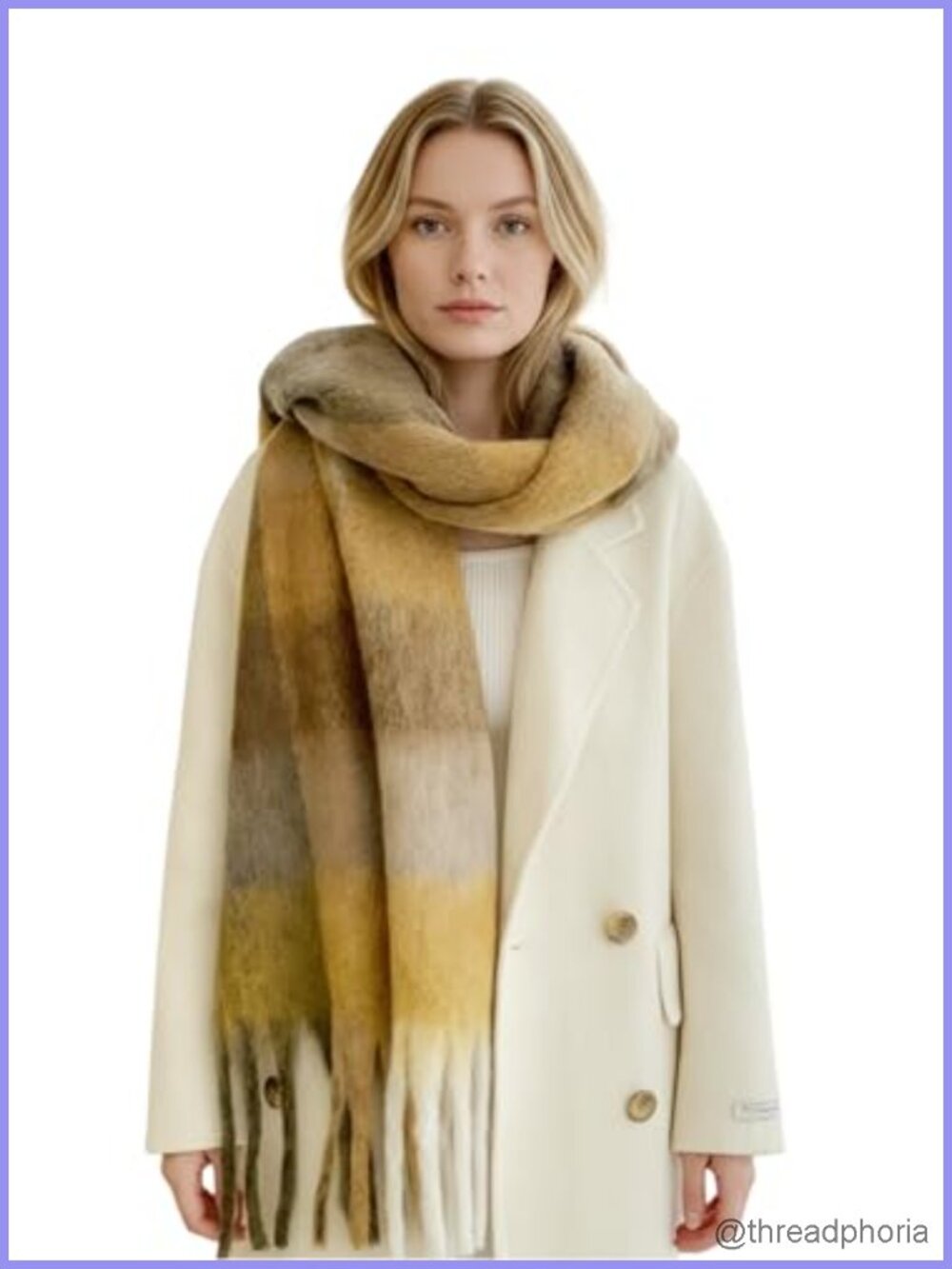 Chunky Plaid Scarf for Women Winter Thick Warm Long Shawl Wraps Big Blanket